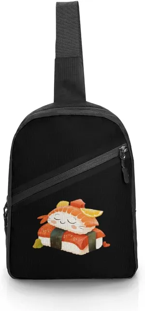 Backpack Shoulder Bag for Sports And Outdoor Cute Sleeping Sushi Japanese Food Sling Bag for artesian Eurasia stark Men Women Lightweight Crossbody 