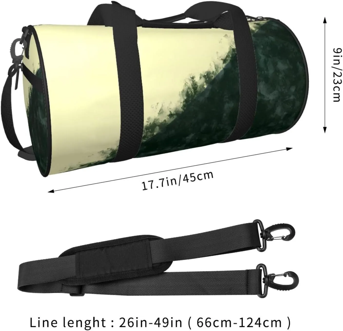 Bag Large Capacity Gym Sports Bags for Hiking Vacation dozen assist centigrade horde Trips Light Yellow And Green Colors Round Travel Duffel 