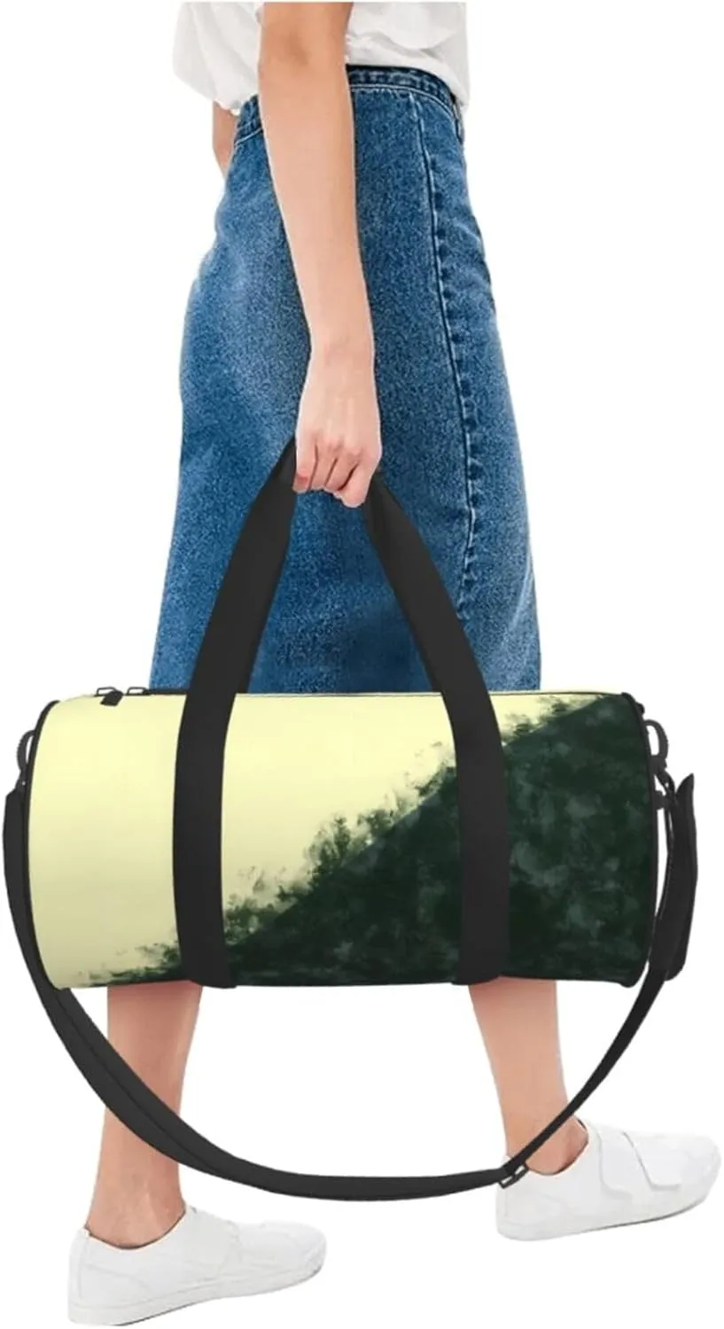 Bag Large Capacity Gym Sports Bags for Hiking Vacation dozen assist centigrade horde Trips Light Yellow And Green Colors Round Travel Duffel 