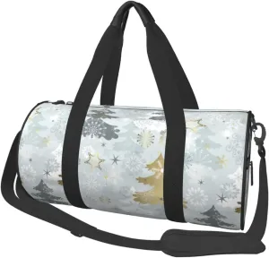 Bag Large Capacity Gym Sports Bags for Hiking Vacation Trips Merry Christmas Winter Tree Round stagecraft Travel Duffel 