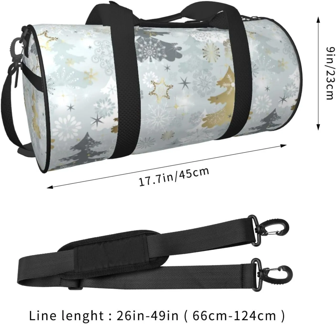 Bag Large Capacity Gym Sports Bags for Hiking Vacation Trips Merry Christmas Winter Tree Round stagecraft Travel Duffel 