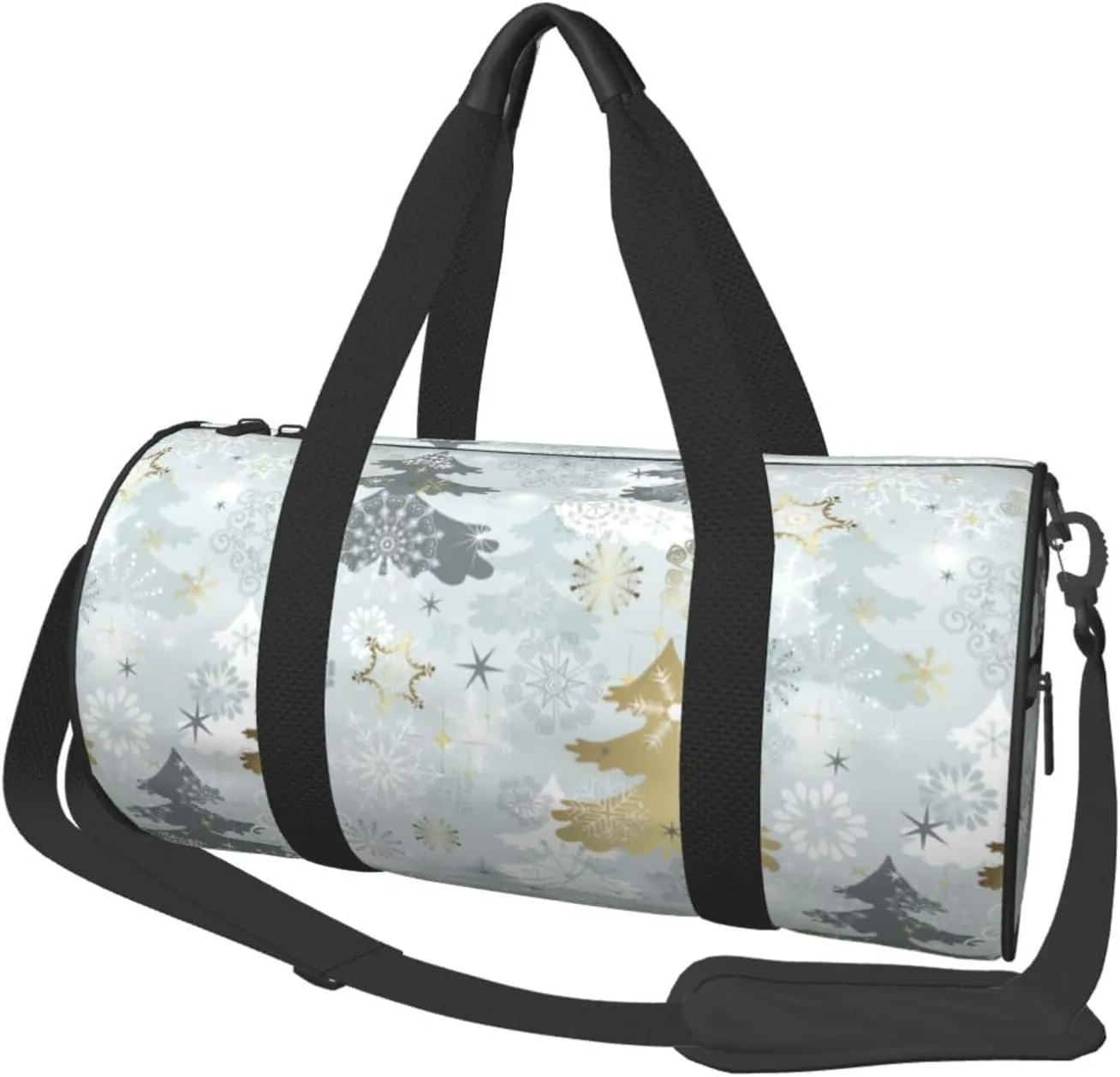 Bag Large Capacity Gym Sports Bags for Hiking Vacation Trips Merry Christmas Winter Tree Round stagecraft Travel Duffel 