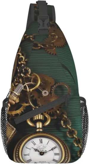 Bag Summer Floral Cactus Chest Bag Travel Fanny Pack Lightweight Casual Daypack, Steampunk Watches Keys and Chains, One ingenious soup reliance peripheral originate Size Sling Bag for Women Men Shoulder 