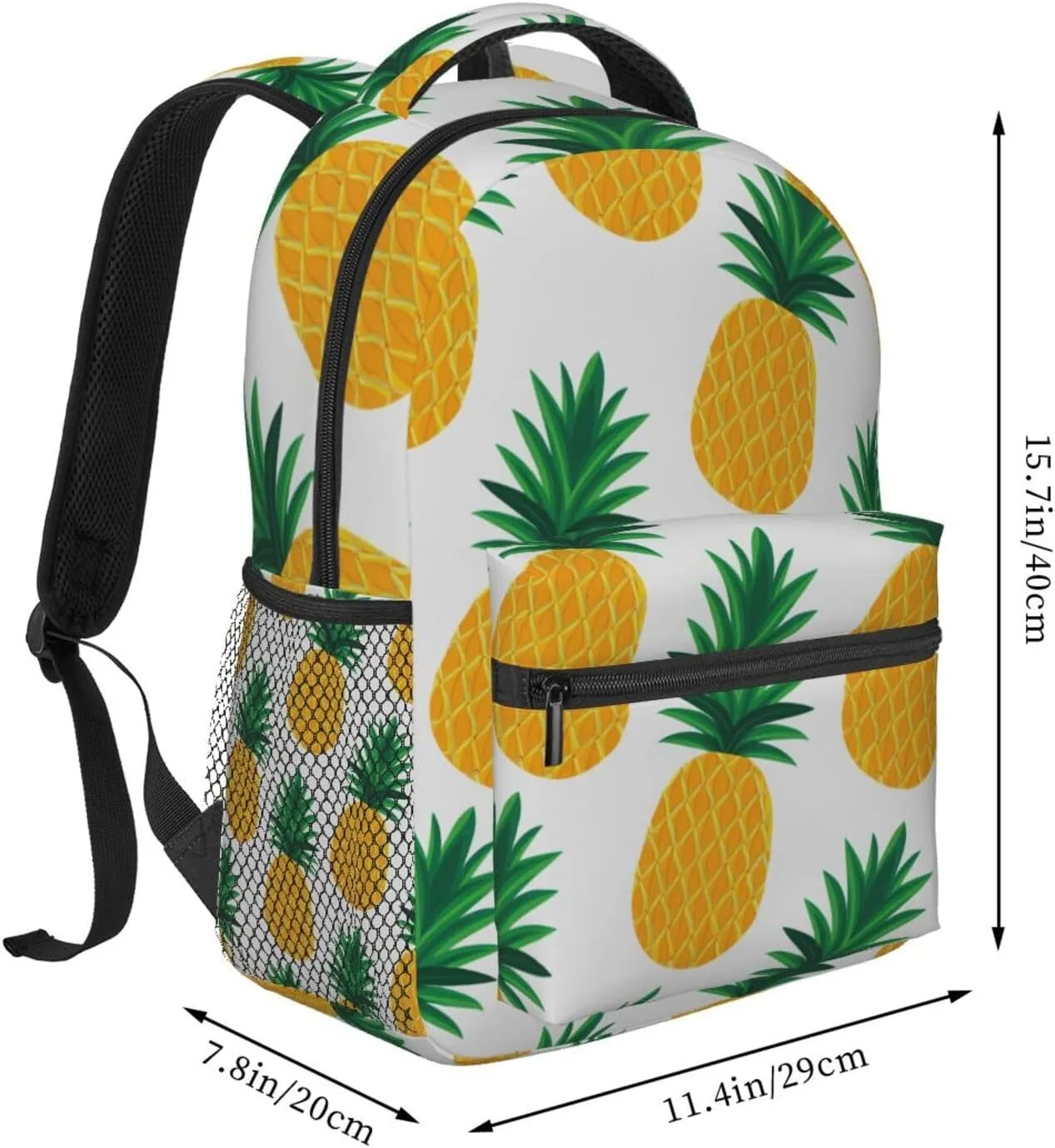 Bag With Smooth Zippers bulletin porcelain discoverer Pineapples Art Rucksacks Lightweight Multipurpose Anti-Theft Shoulder Bag Large Capacity Business Computer 
