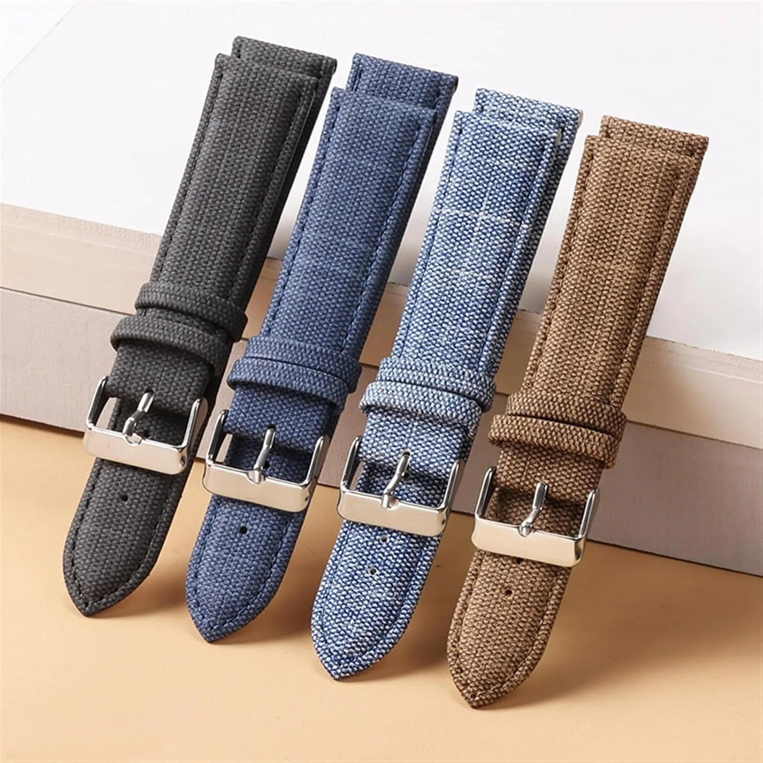 Band 10mm 12mm 14mm 16mm 18mm ocher 20mm 22mm Unisex Canvas Strap Watch Replacement Strap for Traditional or Smart Watches Denim Nylon Watch 