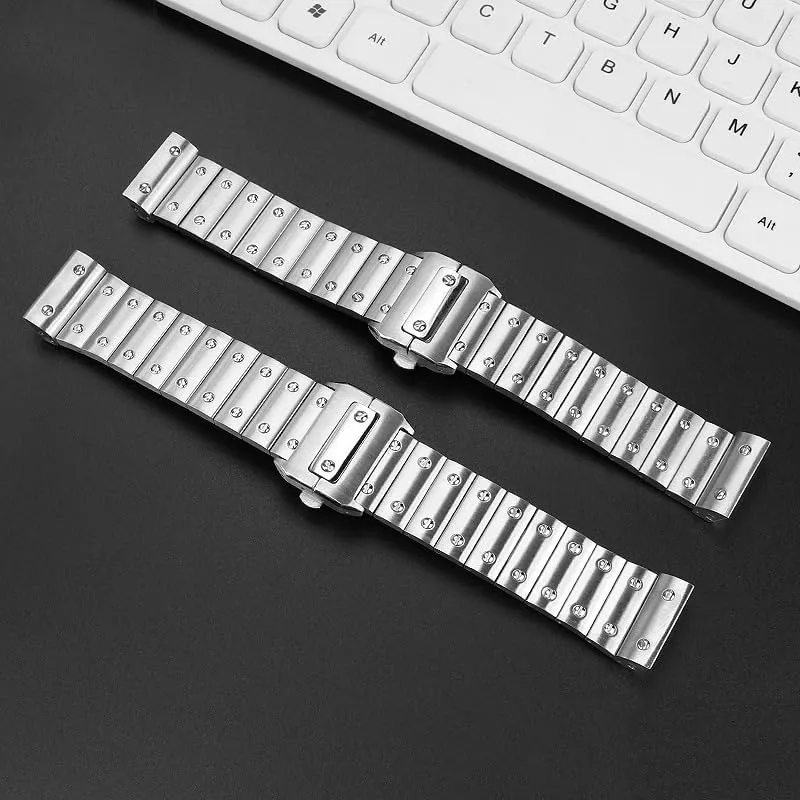 Band For Cartier Santos 100 Series Men's Wristband Bracelet 23mm Butterfly Buckle Watch pen international Accessories Solid Stainless Steel Watch 