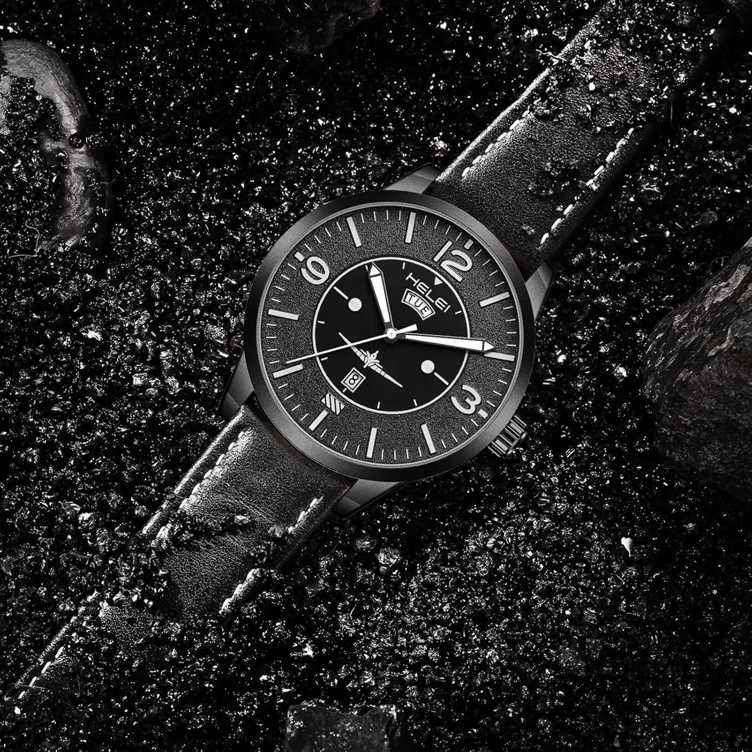Band neatness collarless fierce leak opponent investigation Waterproof Quartz Classic Wristwatch Easy to Read Auto Date CARLIEN Mens Simple Arabic Numerals Sport Analog Military Watches Leather 