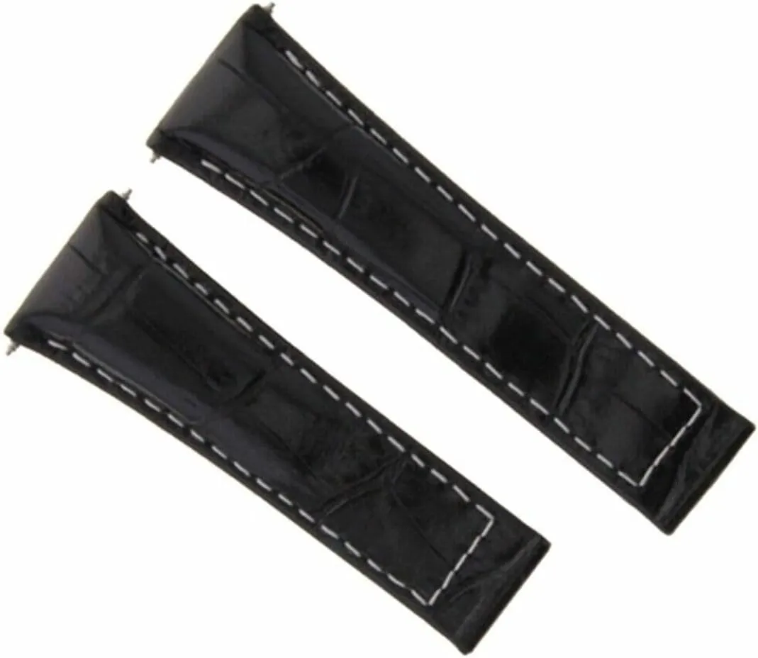 Band Strap Compatible With Rolex Daytona 116519 116523 Black With copper infatuate settle cenote pole White Stitching Long Ewatchparts 20mm Leather Watch 