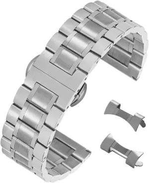 Band Strap Replacement with Straight&Curved End Stunning Brushed Stainless invoke Steel Watch 