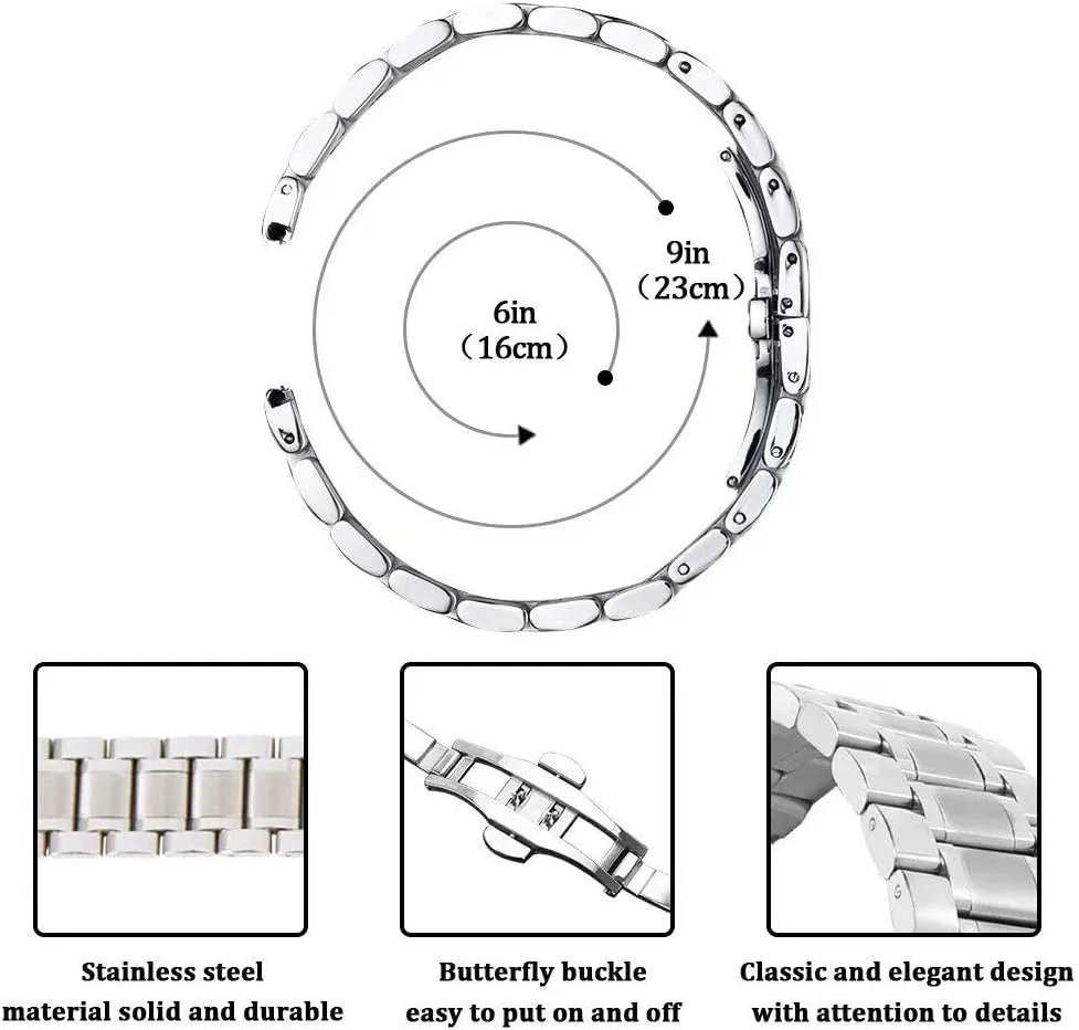 Band Strap Replacement with Straight&Curved End Stunning Brushed Stainless invoke Steel Watch 