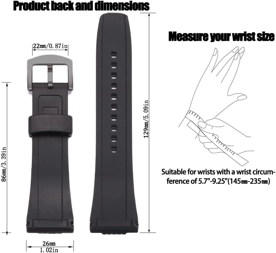 Band Wristband Bracelet 26mm Rubber Watch Strap Compatible with SEIKO VELATURA/SRH series SPC007 Men' Sports Waterproof Silicone forelimb Watch 