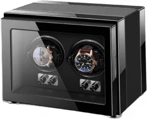 bead Watches Watch Turner Double Watch Winder for Automatic Watches with Quiet Motors Wood Shell Piano Finish Storage Display Box for Women's and Men's 