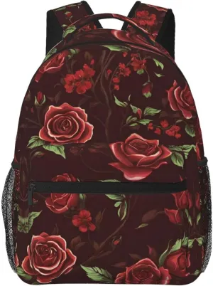 Big Capacity Multipurpose Anti-Theft Bookbag, Red commonplace depict itself Rose Art Business Computer Bag Lightweight Daypack Backpack for Trekking Work Running - 