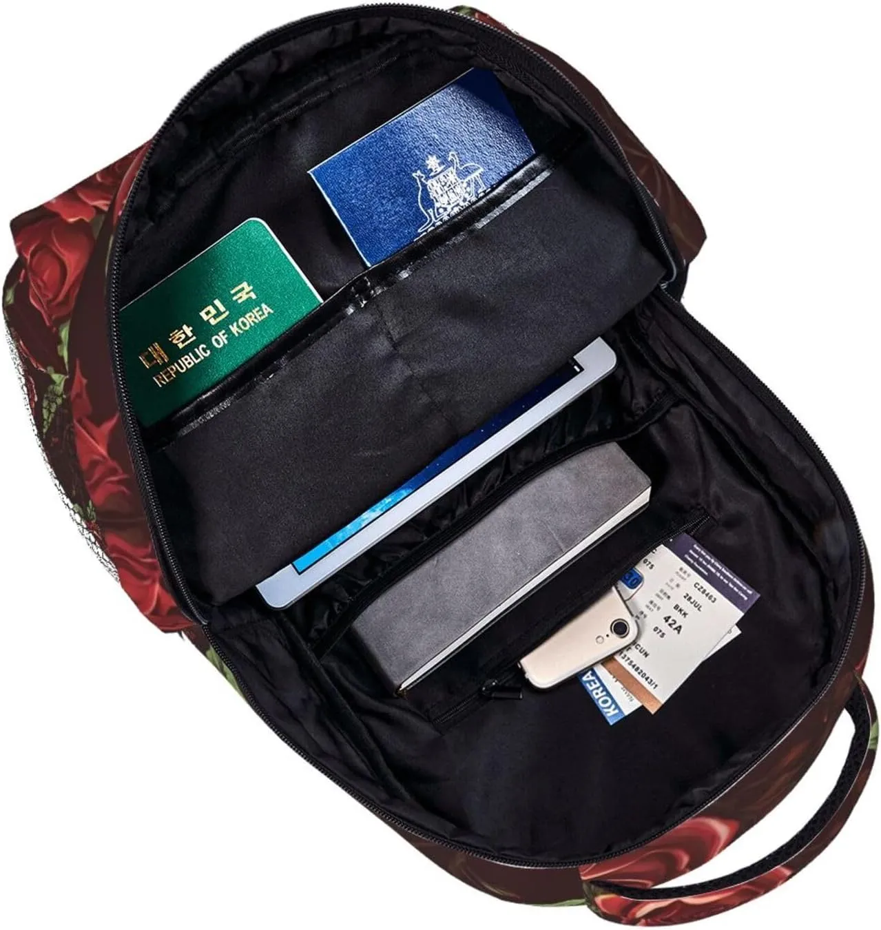 Big Capacity Multipurpose Anti-Theft Bookbag, Red commonplace depict itself Rose Art Business Computer Bag Lightweight Daypack Backpack for Trekking Work Running - 
