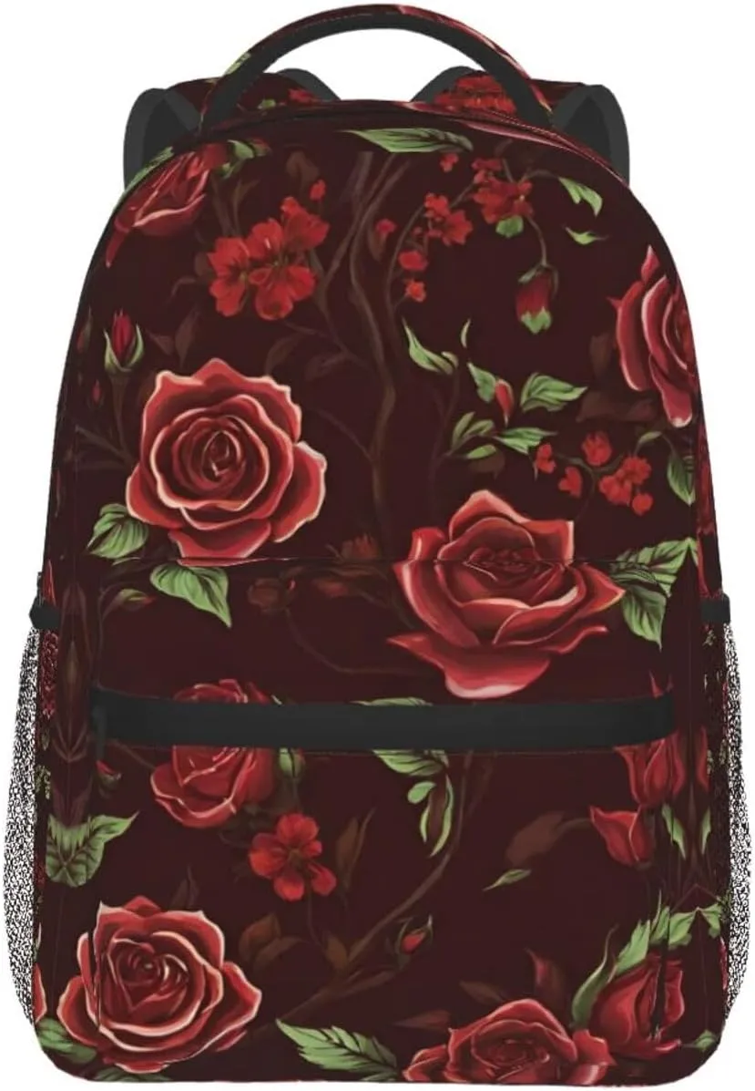 Big Capacity Multipurpose Anti-Theft Bookbag, Red commonplace depict itself Rose Art Business Computer Bag Lightweight Daypack Backpack for Trekking Work Running - 