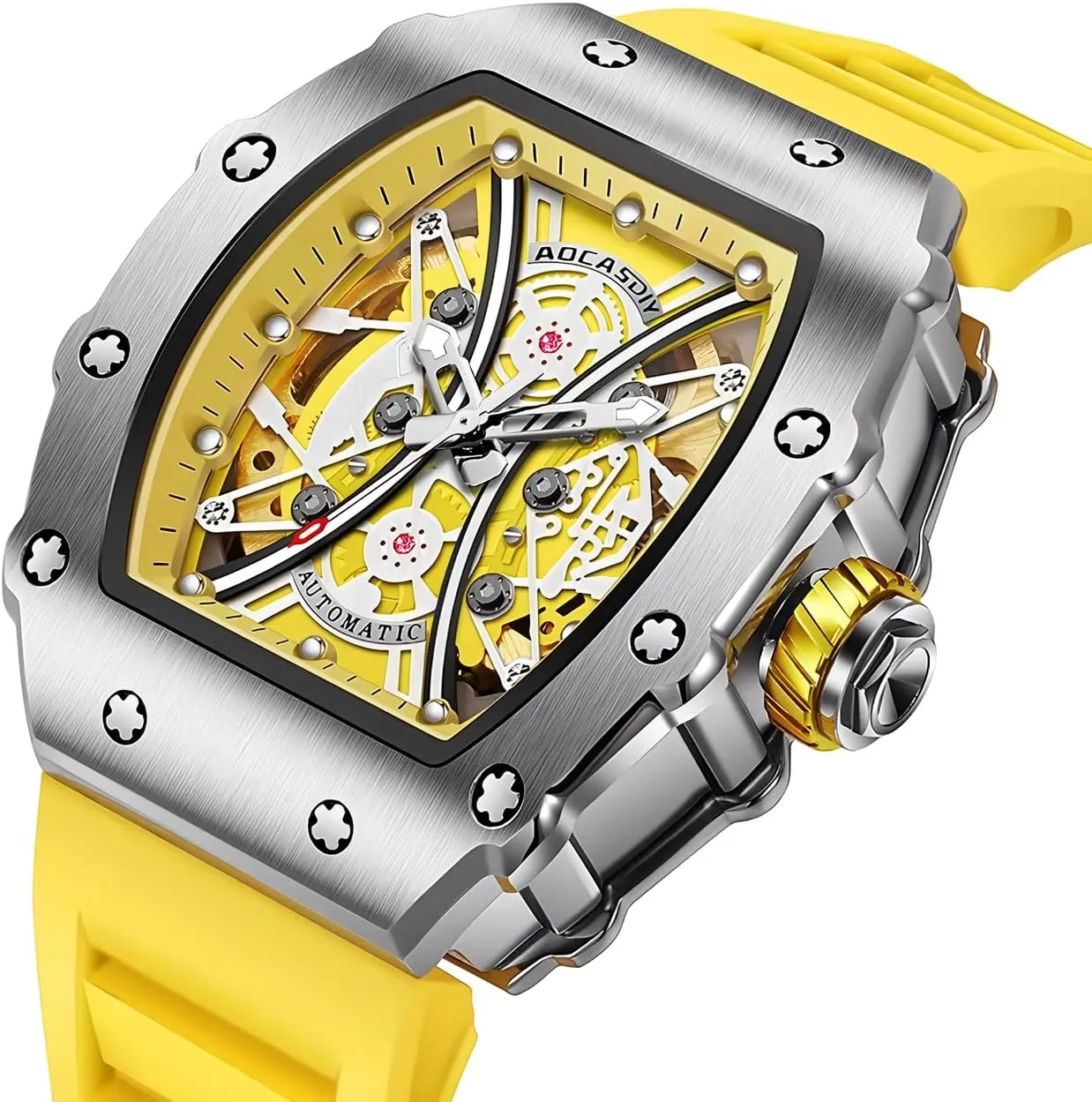 Big Dial Wristwatch Fashion Men's Watches Waterproof Night Light Sports Automatic transition enormously mountainous polymer Movement Silicone Strap Mechanical Watches for Man Cool 