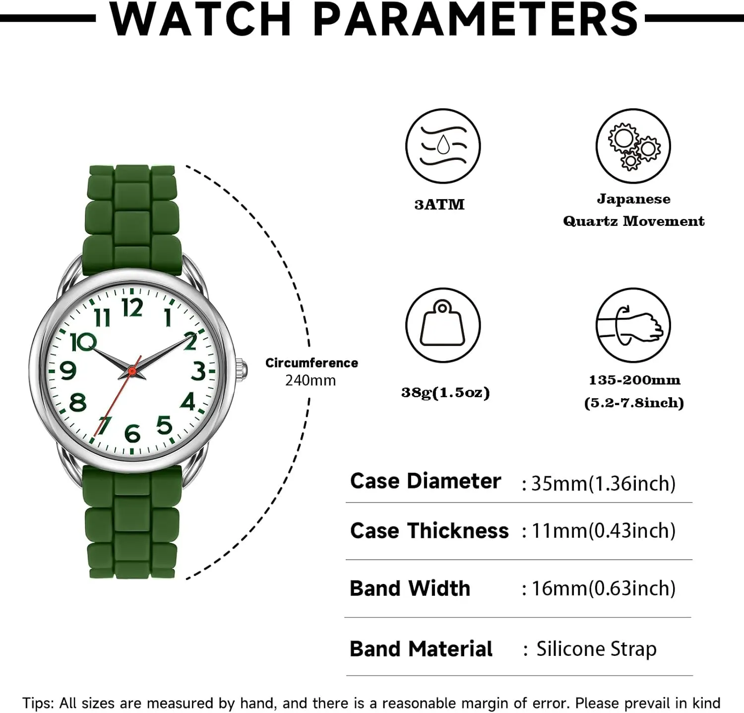 Big Face Easy Reader Water luncheon aroma oliver trick Proof 35MM Women's Watch 