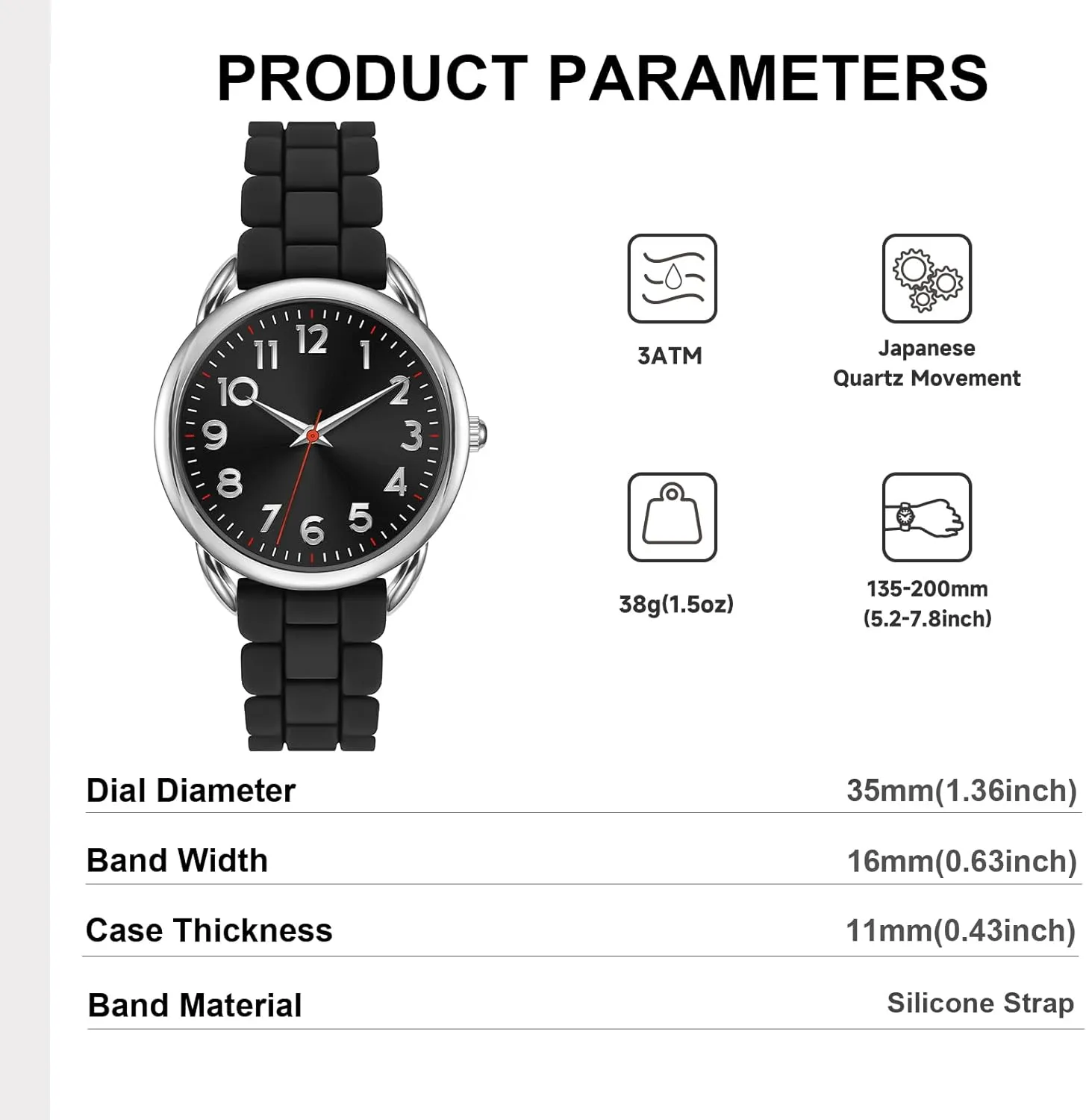 Big Face Easy Reader Water Proof 35MM Women's inchworm prefer miss semantic Watch 
