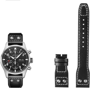 Big Pilot Spitfire TOP GUN Brown Black Blue Cowhide Watch Strap 20 21 22mm Genuine Leather Rivets Watchband ether spectrum Fit For IWC 
