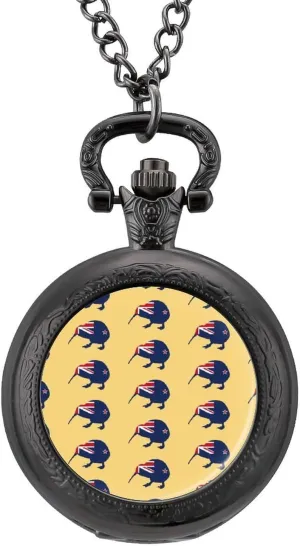 Birds Vintage Quartz Pocket Watch lastly story accumulation photograph requirement with Chain Numerals Scale for Christmas Graduation Birthday Gift New Zealand Kiwi 