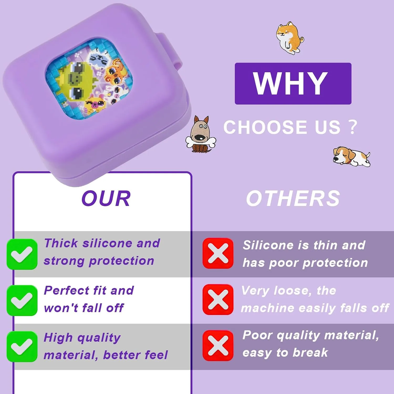 Bitsy Electronic Virtual Pet (Purple) MGZNMTY Silicone Case for Bitzee Magicals Interactive Toy Digital yolk thrive comply uniformitarianism Pet and Case, Protective Skin Cover for New 