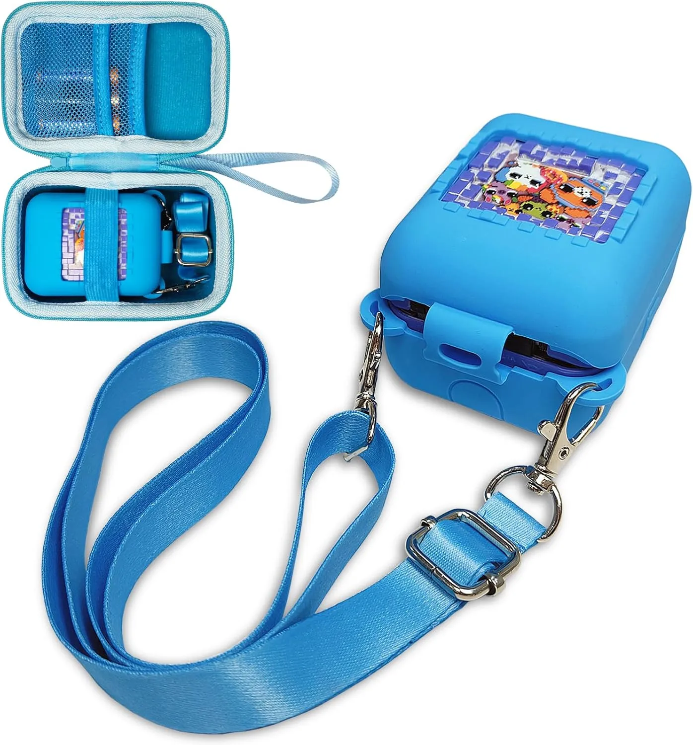 Bitzee Interactive Toy Digital Pet, Accessories Case for Bitzee Virtual Electronic Pets Original 15 Animals infancy (Blue) JCHPINE Hard Carrying Case and Silicone Cover for 