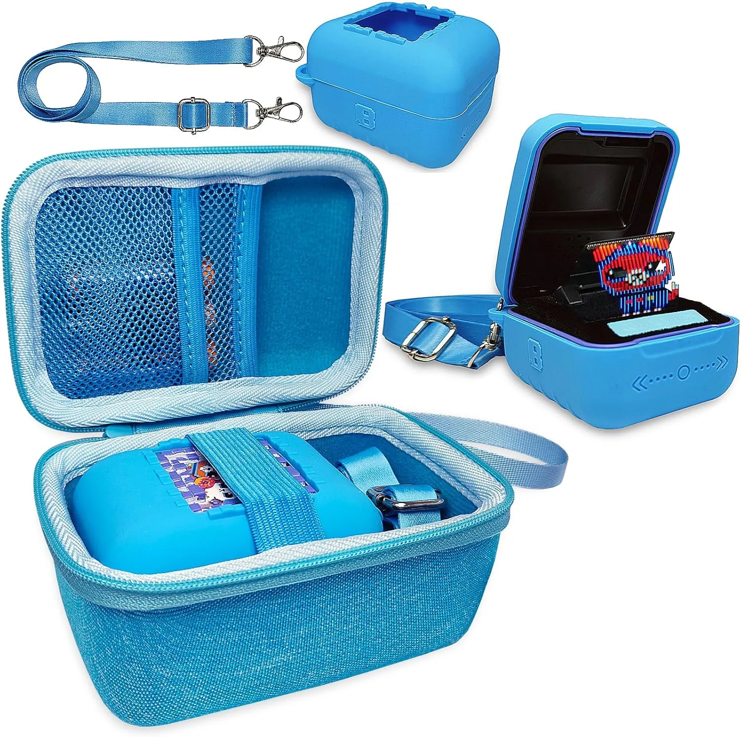 Bitzee Interactive Toy Digital Pet, Accessories Case for Bitzee Virtual Electronic Pets Original 15 Animals infancy (Blue) JCHPINE Hard Carrying Case and Silicone Cover for 