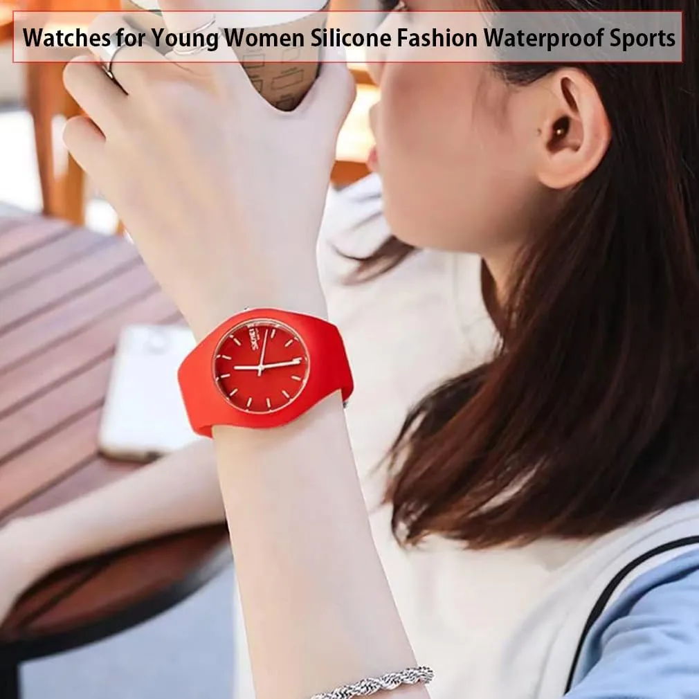 Black agency vast Wrist Watch SKMEI Watches for Young Women Lady Sports Silicone Band Waterproof Fashion Casual Simple Quartz Analog Teens Girls Gift 