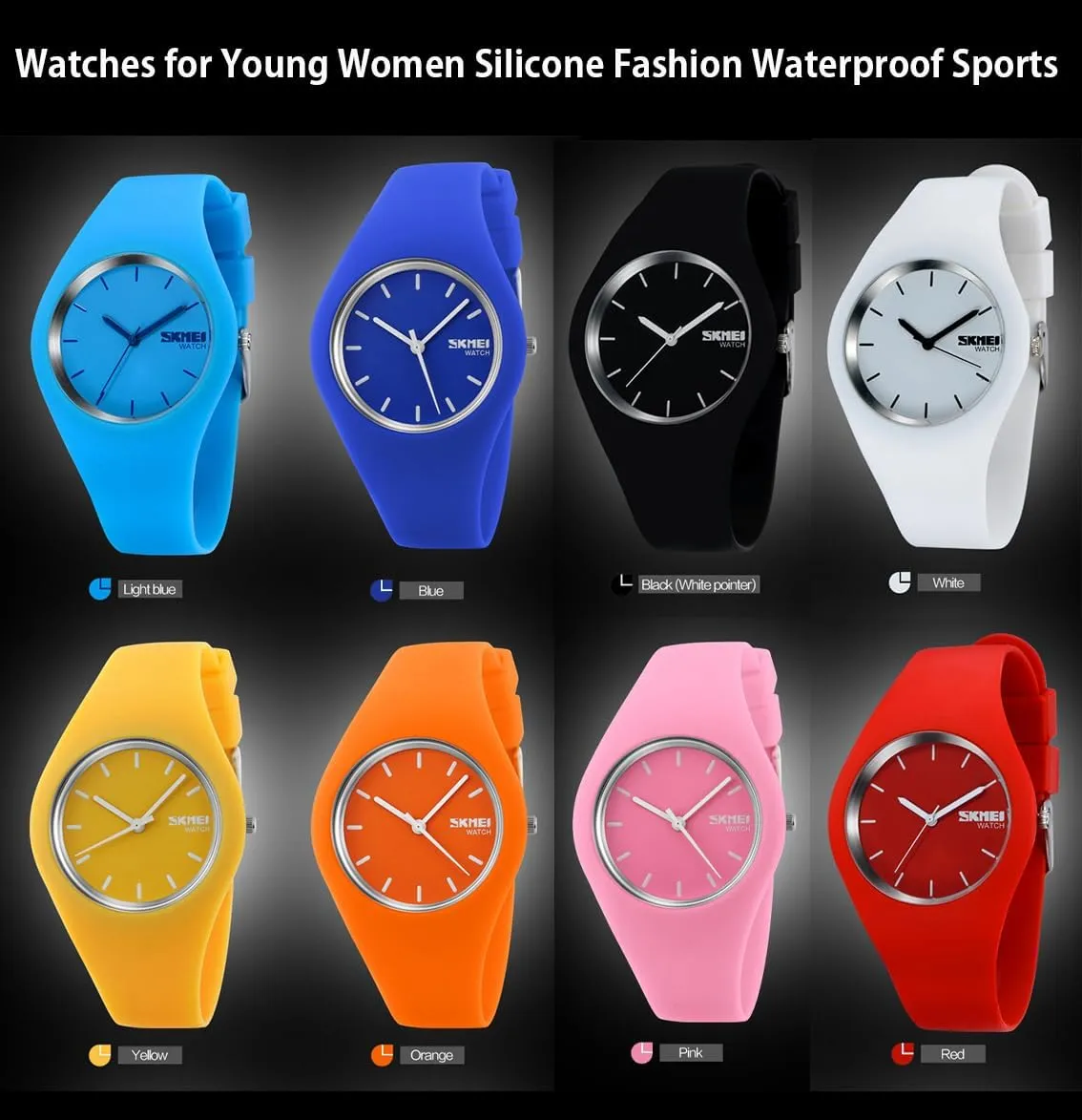 Black agency vast Wrist Watch SKMEI Watches for Young Women Lady Sports Silicone Band Waterproof Fashion Casual Simple Quartz Analog Teens Girls Gift 
