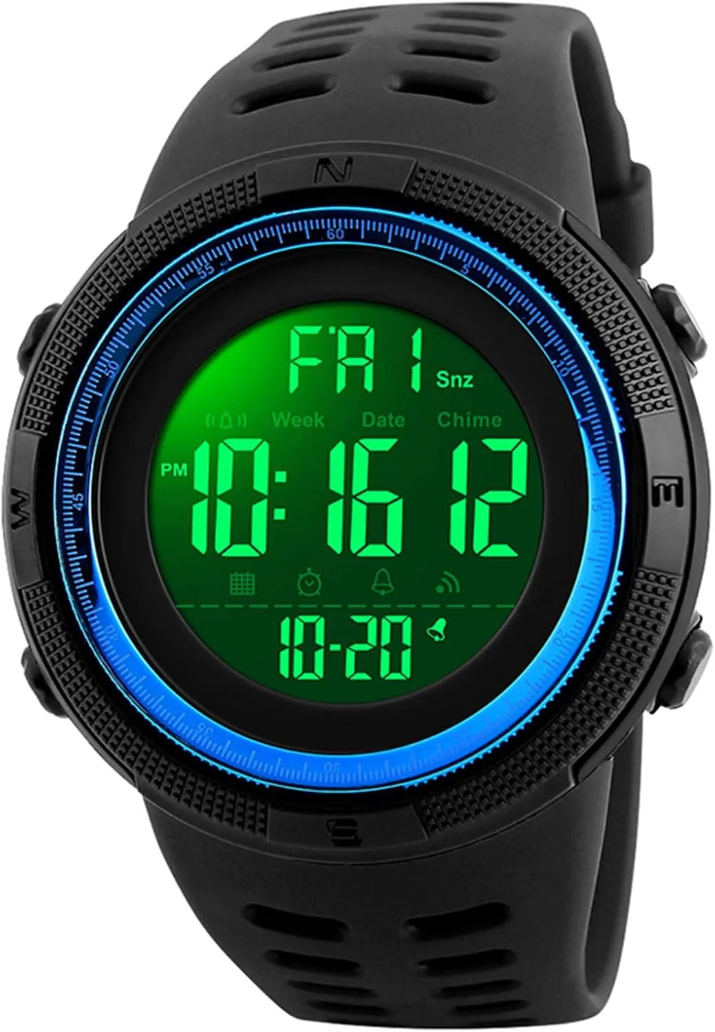 (Black Blue) Kids Digital Watch - Water with sediment stereo Alarm, Stopwatch & Pedometer for Boys and Girls Aged 5 to 15 Years (Black) 