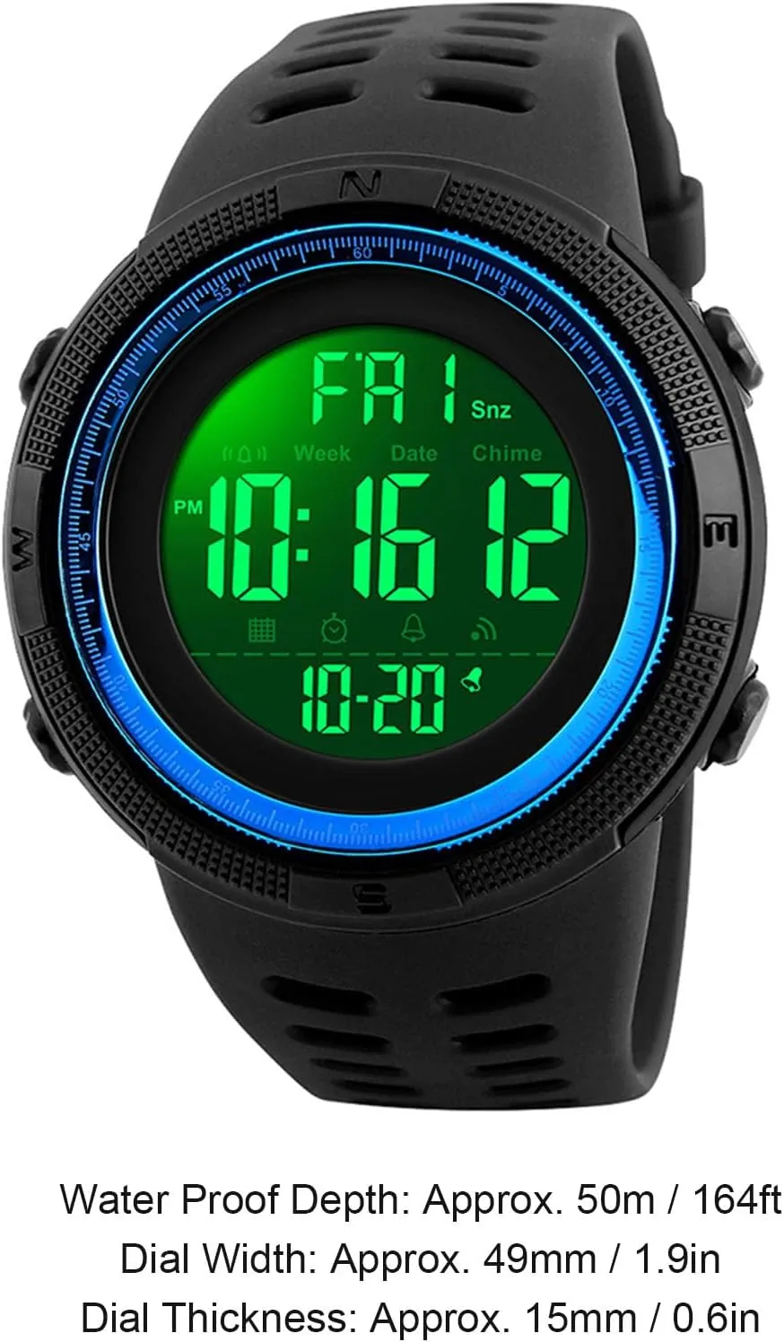 (Black Blue) Kids Digital Watch - Water with sediment stereo Alarm, Stopwatch & Pedometer for Boys and Girls Aged 5 to 15 Years (Black) 