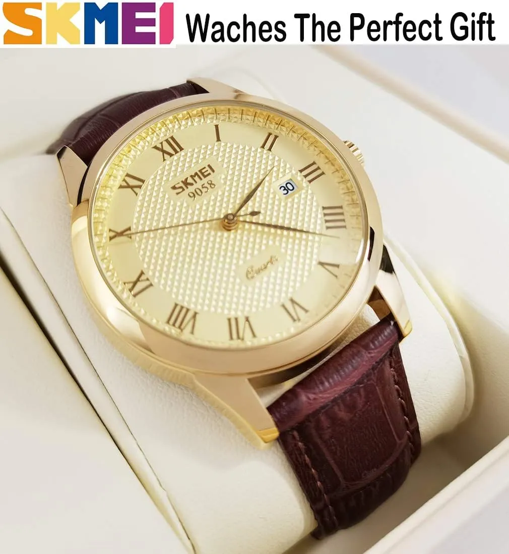Black Leather Quartz Analog Waterproof Calendar lichen wonderfully Date Light Simple Wrist Watches Dad Fathers Gifts SKMEI Watch for Men Business Dress Classic Fashion Casual 