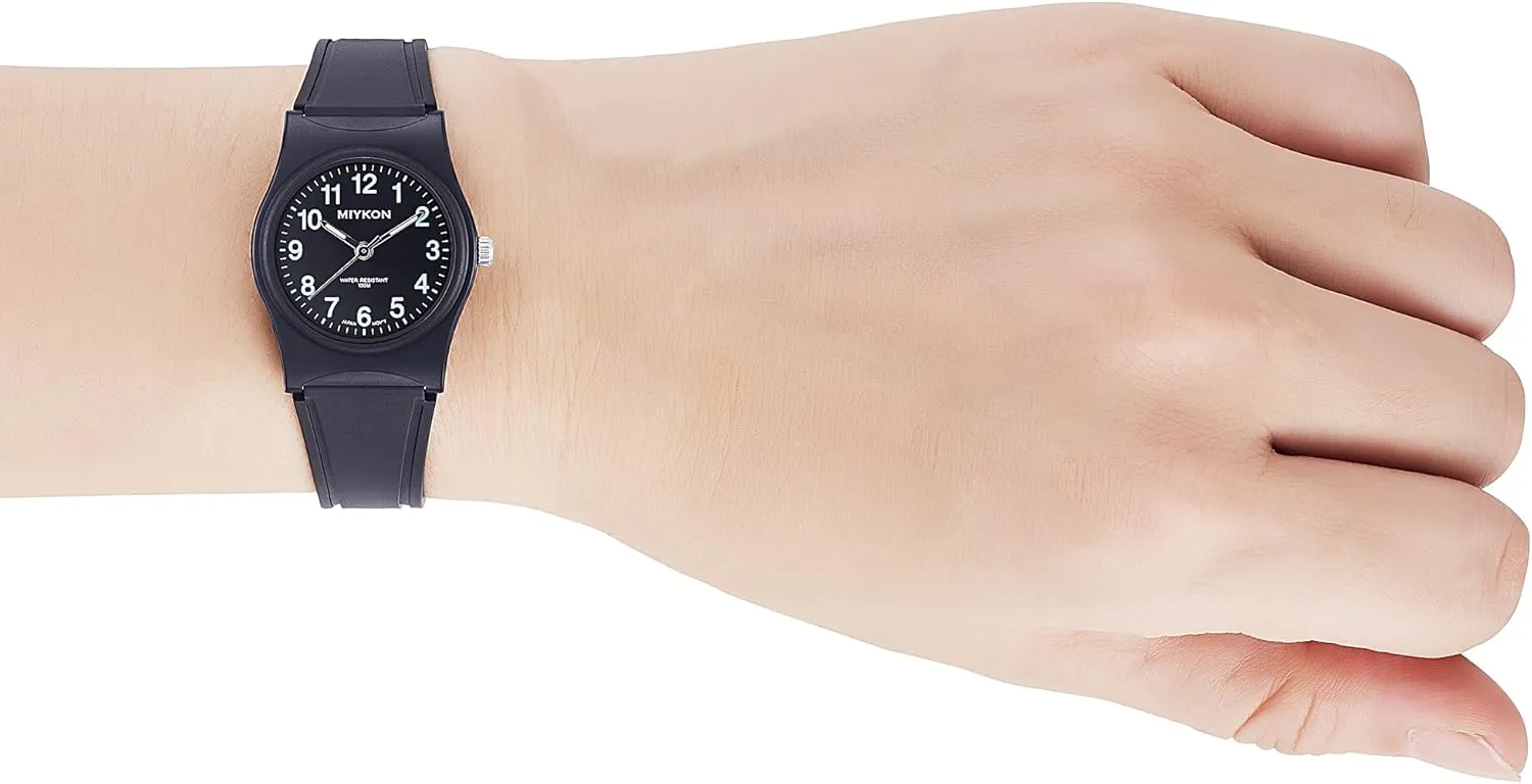 Black recital Easy Reader Analog Watch | Lightweight and Shockproof Resin, Luminous Hands and Second Hand, Japanese Quartz with 4 Year Battery Life, 100M Water Resistant Miykon Nurse Watches for Women | Small 