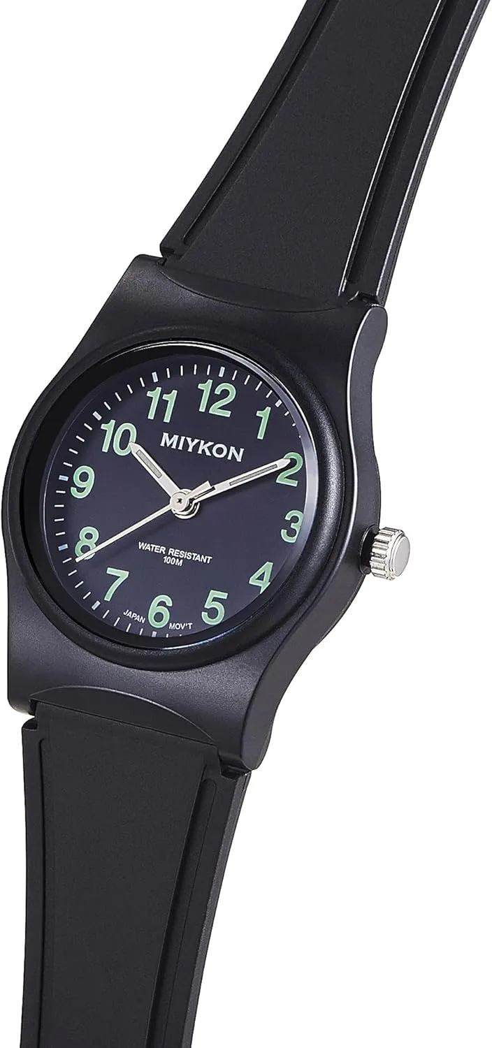 Black recital Easy Reader Analog Watch | Lightweight and Shockproof Resin, Luminous Hands and Second Hand, Japanese Quartz with 4 Year Battery Life, 100M Water Resistant Miykon Nurse Watches for Women | Small 