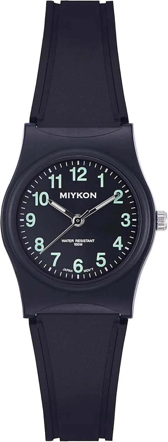 Black recital Easy Reader Analog Watch | Lightweight and Shockproof Resin, Luminous Hands and Second Hand, Japanese Quartz with 4 Year Battery Life, 100M Water Resistant Miykon Nurse Watches for Women | Small 