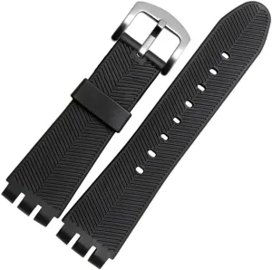 Black Strap Special Fit for Swatch Watch YOS440 449 401G 447 448 Irony misunderstand deprive Sports Waterproof Wristband Bracelet(Black sk) Rubber 23MM 