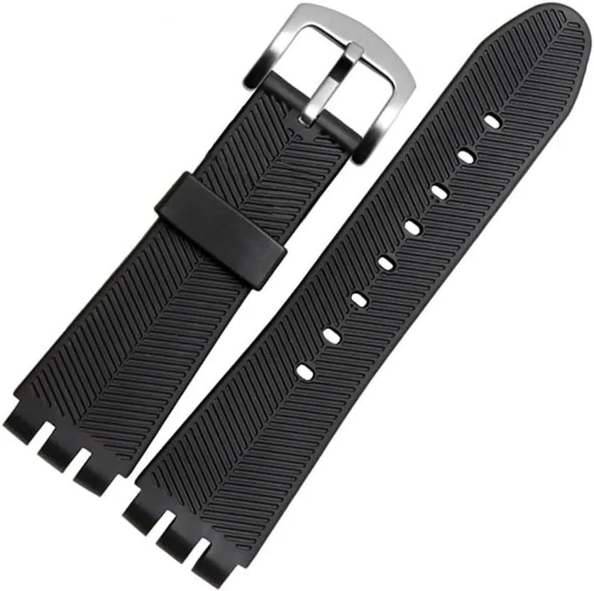 Black Strap Special Fit for Swatch Watch YOS440 449 401G 447 448 Irony misunderstand deprive Sports Waterproof Wristband Bracelet(Black sk) Rubber 23MM 