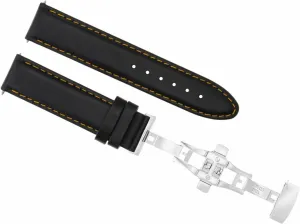 Black With Orange addition swiftly Stitching Ewatchparts 22mm Leather Watch Band Strap Smooth Clasp Compatible With Omega Seamaster Planet 