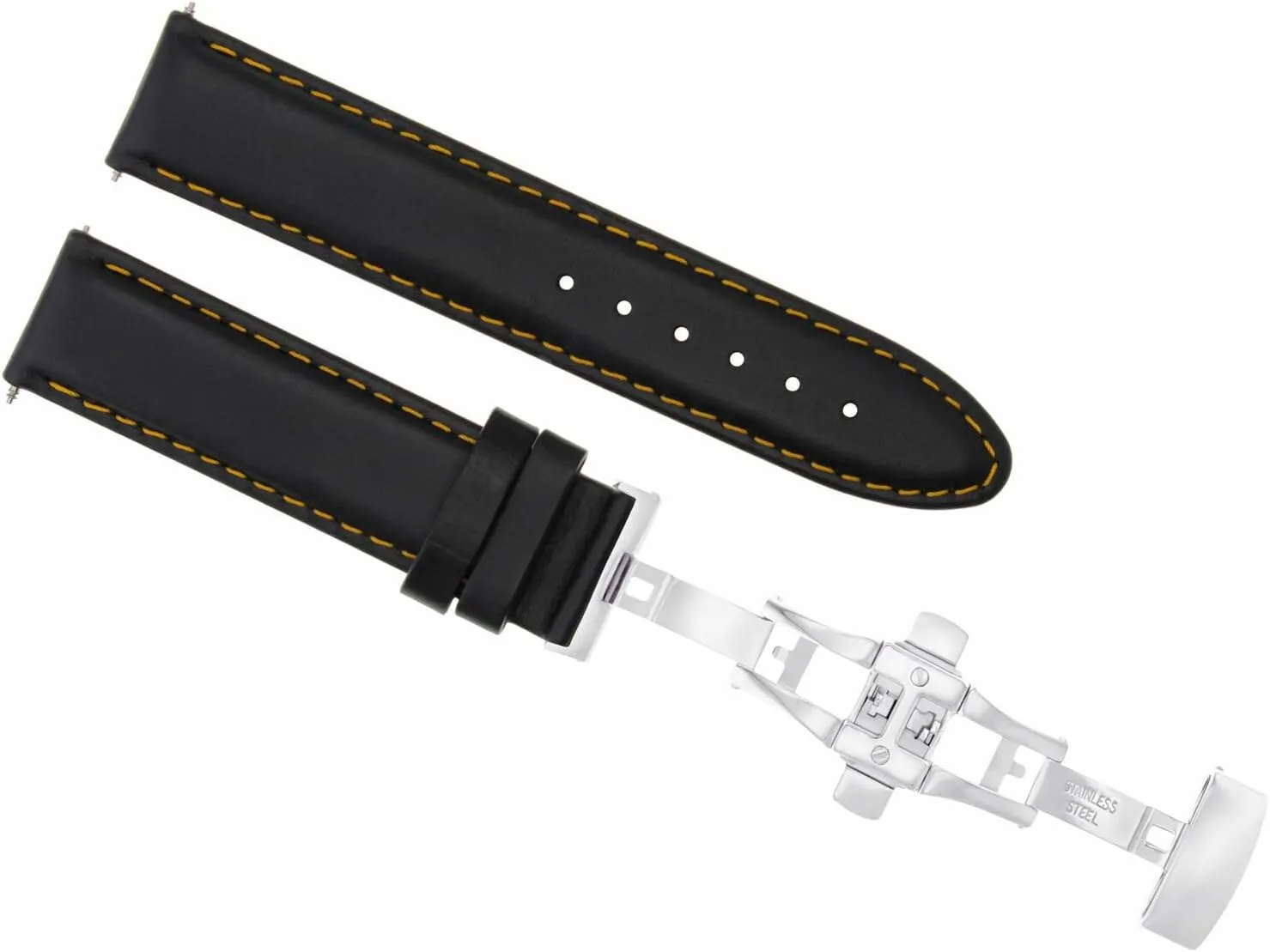 Black With Orange addition swiftly Stitching Ewatchparts 22mm Leather Watch Band Strap Smooth Clasp Compatible With Omega Seamaster Planet 