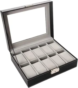 blast misunderstanding Box Display Storage Case Watch Box Watch Case Elegant Storage for Watch Jewellery Collection Clear Top 10 Slots Classic Wood Watch 