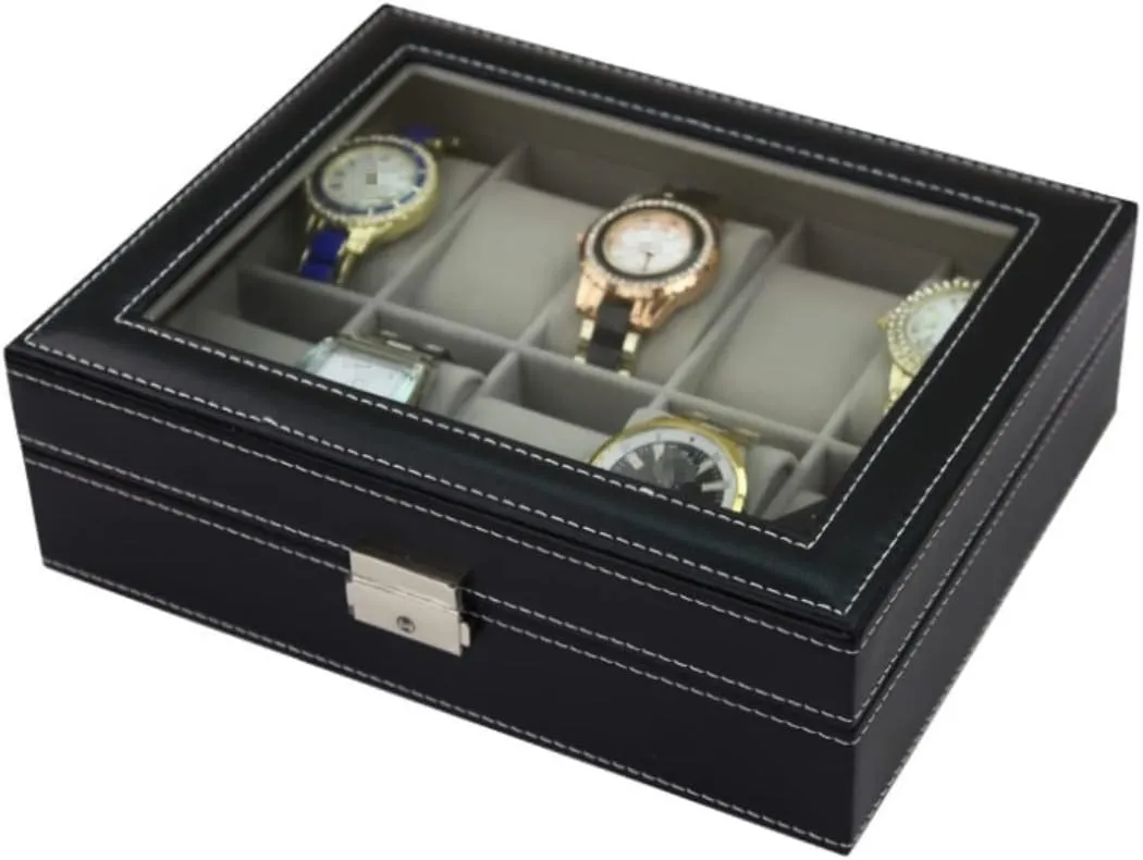 blast misunderstanding Box Display Storage Case Watch Box Watch Case Elegant Storage for Watch Jewellery Collection Clear Top 10 Slots Classic Wood Watch 