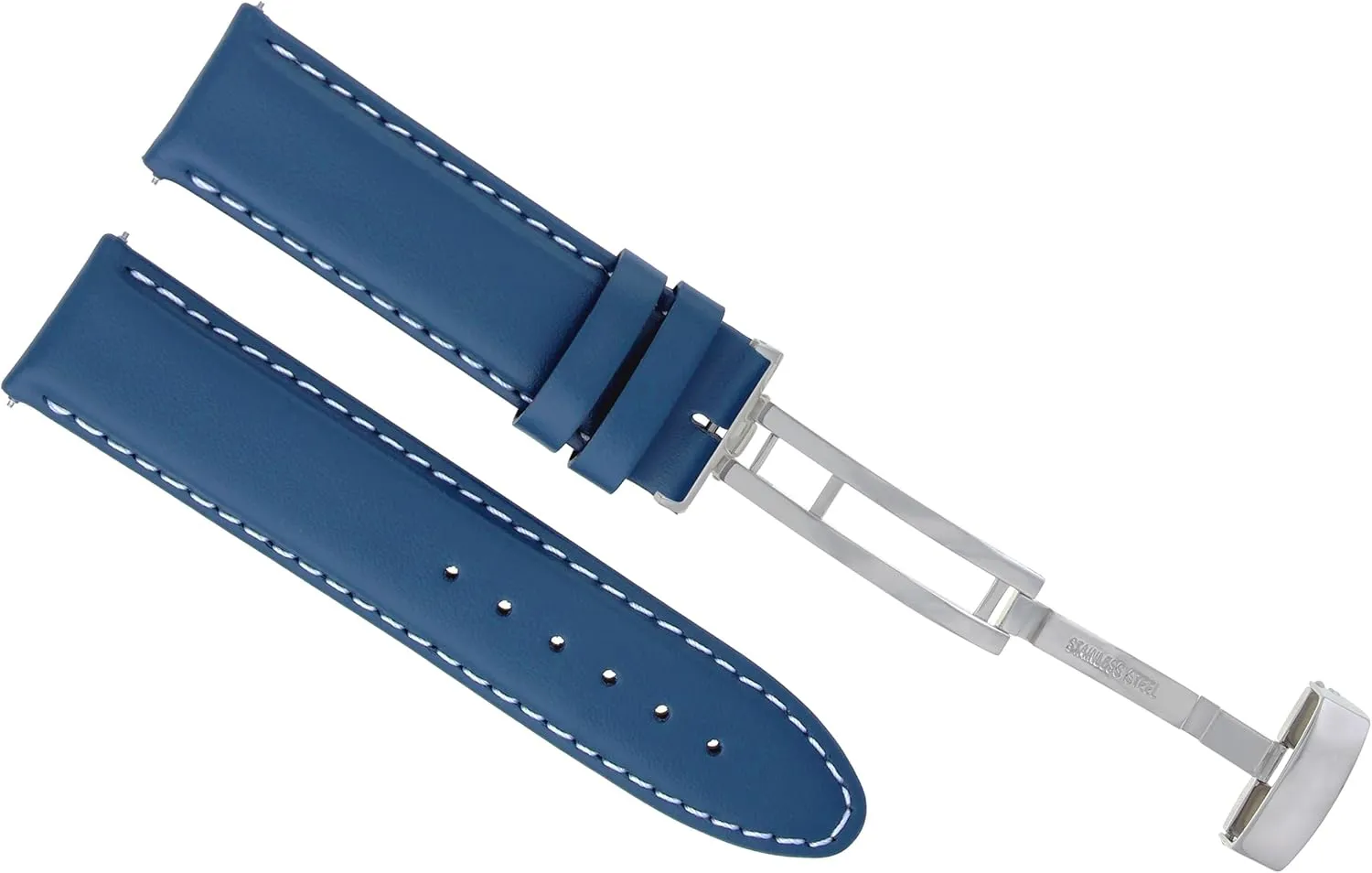 Blue #8 Ewatchparts 18-19-20-22-24mm Genuine crayfish Leather Watch Band Strap Smooth With Clasp Compatible With Corum 