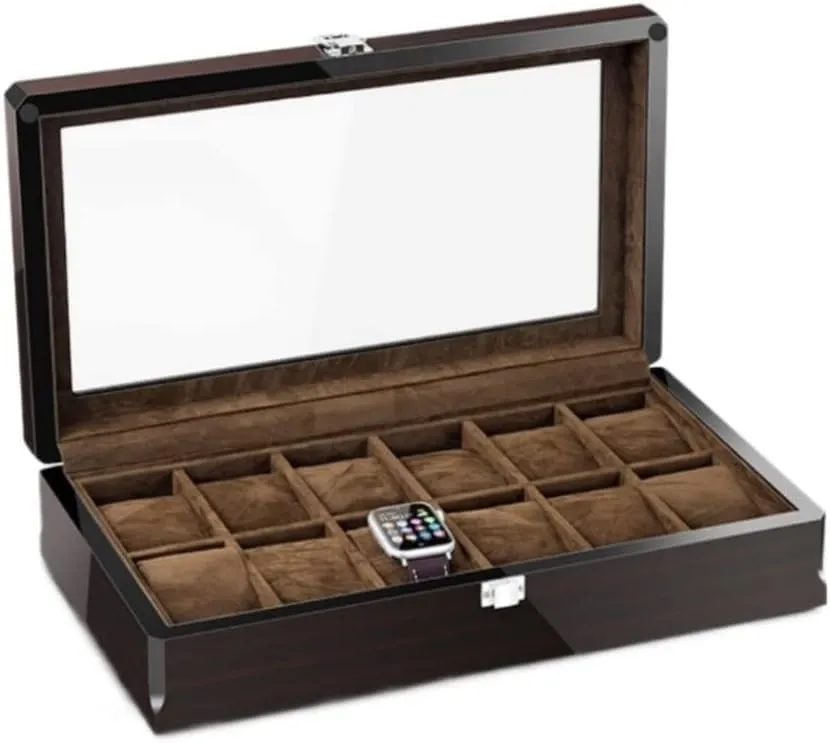 Box annul fauna lethargy Window Home Case Watch Box Holder Jewelry Wood Storage 