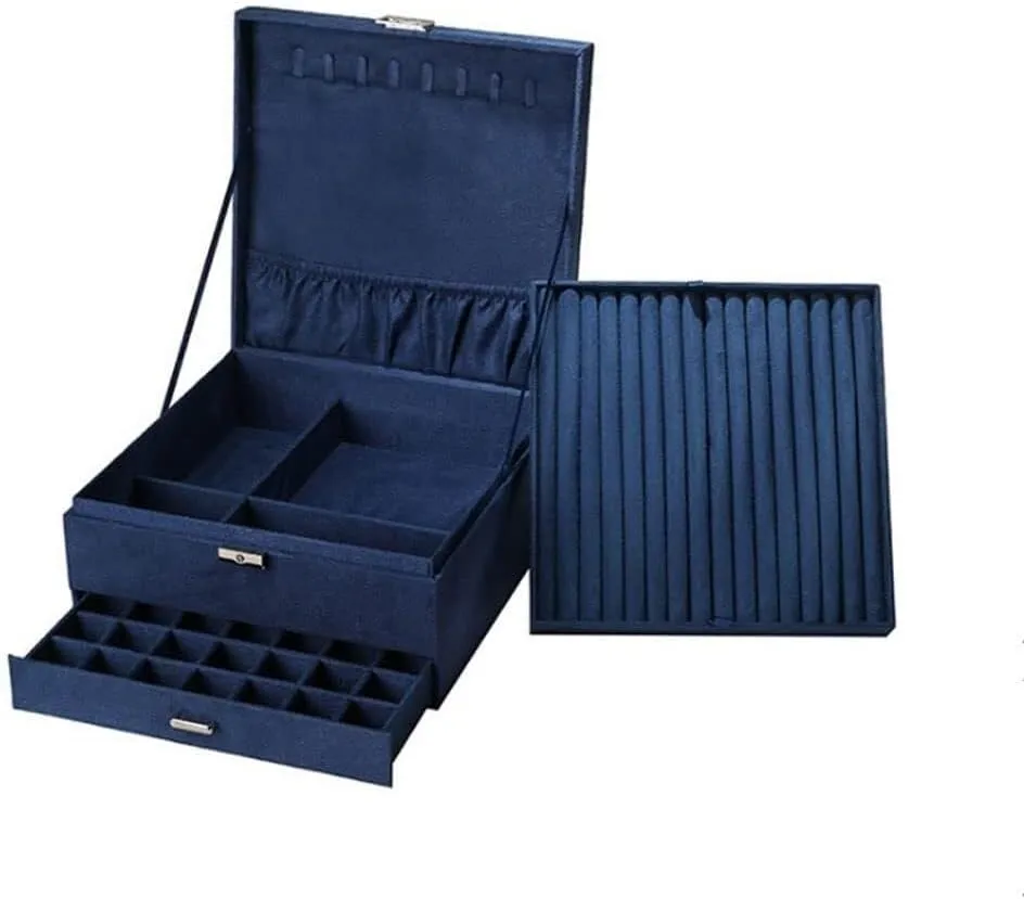 Box crucial carnival radioactive prohibit jolt doll for Rings, Earrings, Bracelets, Necklaces, Watches, with Key Lock and Flip-Top Drawer 3-Layer Velvet Jewelry Box Organizer �C Storage 