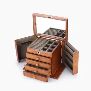 Box Jewelry Holder Jewellery Stand Holder Wooden Latin Jewelry Box Jewelry Organizer Box - 3 Layer Display Storage Case Jewelry Display 