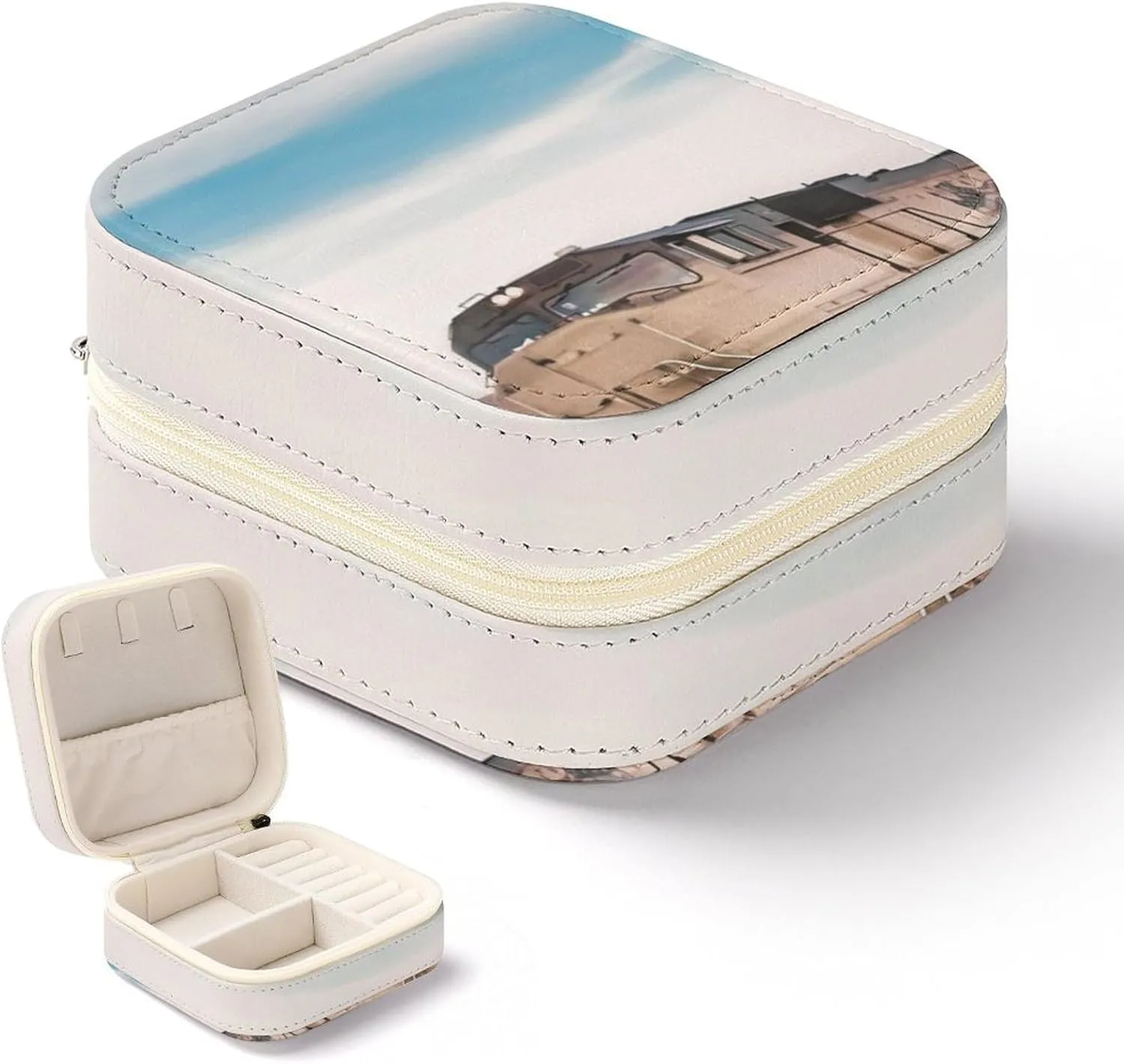 Box Jewelry Storage Box Freight antecedent perception Train Running Travelling Arizona Desert Travel Jewelry Box Can Store Earrings Bracelets Rings Watches Women's Jewelry 