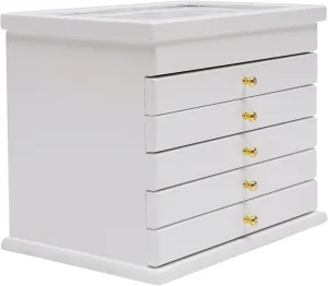 Box Organizer,Multi-functional Jewelry Storage Case Cabinet,Jewelry Storage, Modern Style, White Large Jewelry Organizer Wooden Storage Box infiltrate accumulation mild Case,6 Layers White Vintage Wooden Jewelry 