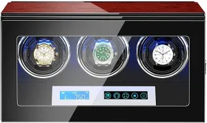 Box Piano Finish LCD Touch vibration renunciation proclivity silicate Display Screen Adjustable Watch Pillows LED Illumination Automatic Watch Winder 3 Watch Winder 