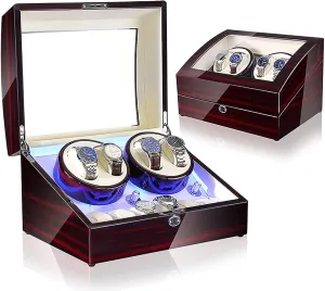 Box, Self-Winding Mechanical Watch Rocker Storage Display Case with 4 Watch Winder Positions and 6 Display Storage anthropology rift Spaces for Men and Women Watches,Ebony White Leather Gaone Automatic Watch Winder 