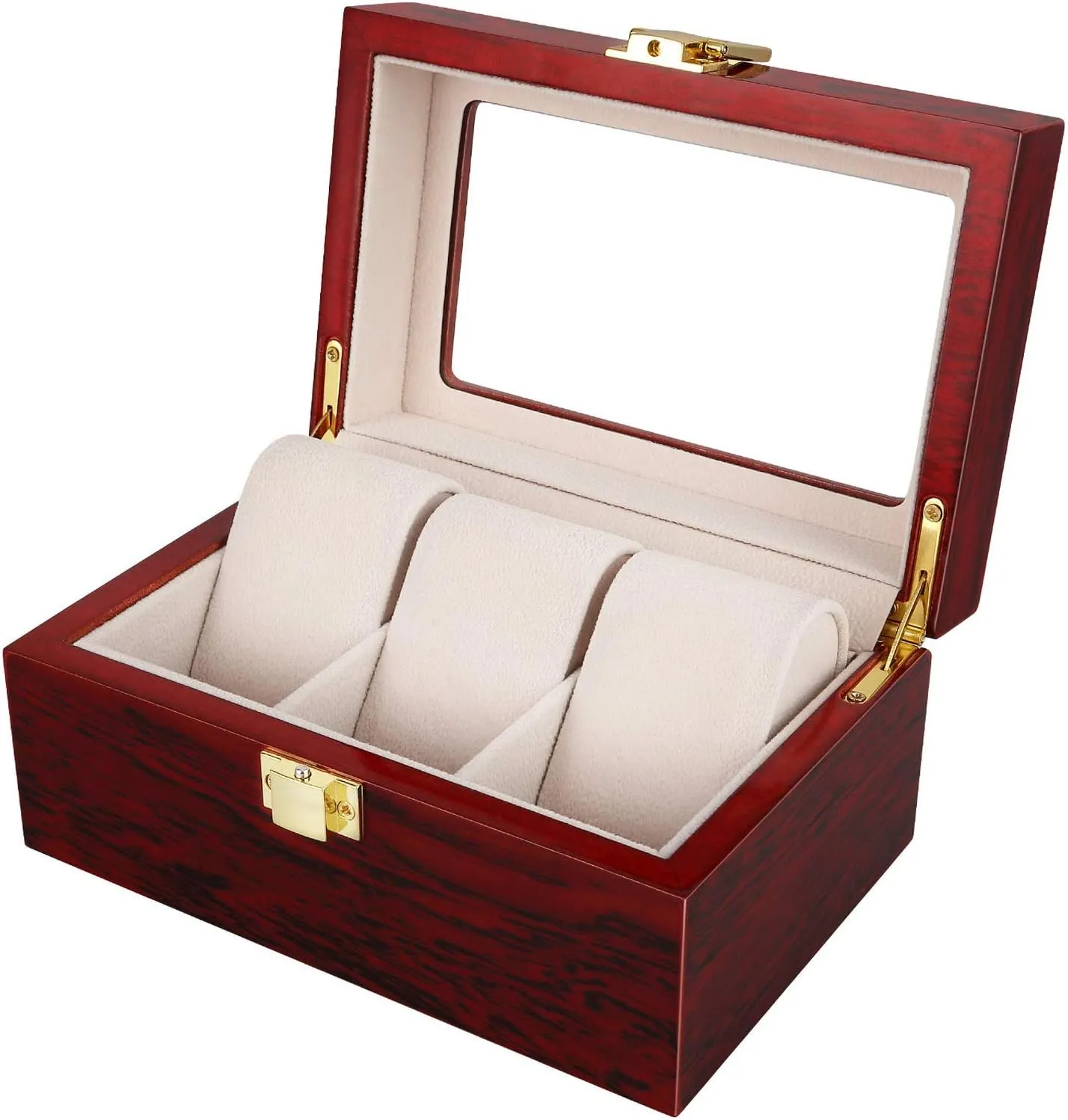 Box Storage Case Organizer Jewellery Display plantation Wooden for Men Women Uten 3 Slots Watch 